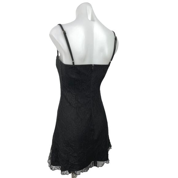 WeWoreWhat Women's Black Spaghetti Strap Back Zipper Bustier Mini Dress Size 6 - Picture 2 of 4